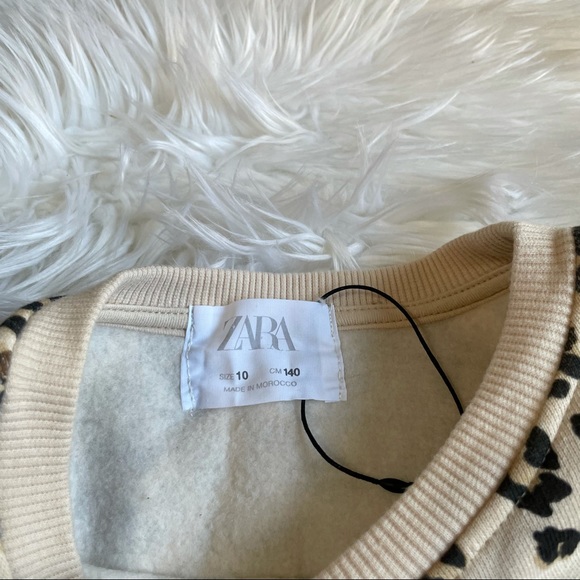 Zara Girls Puff Sleeve Cheetah Sweatshirt - Picture 3 of 3